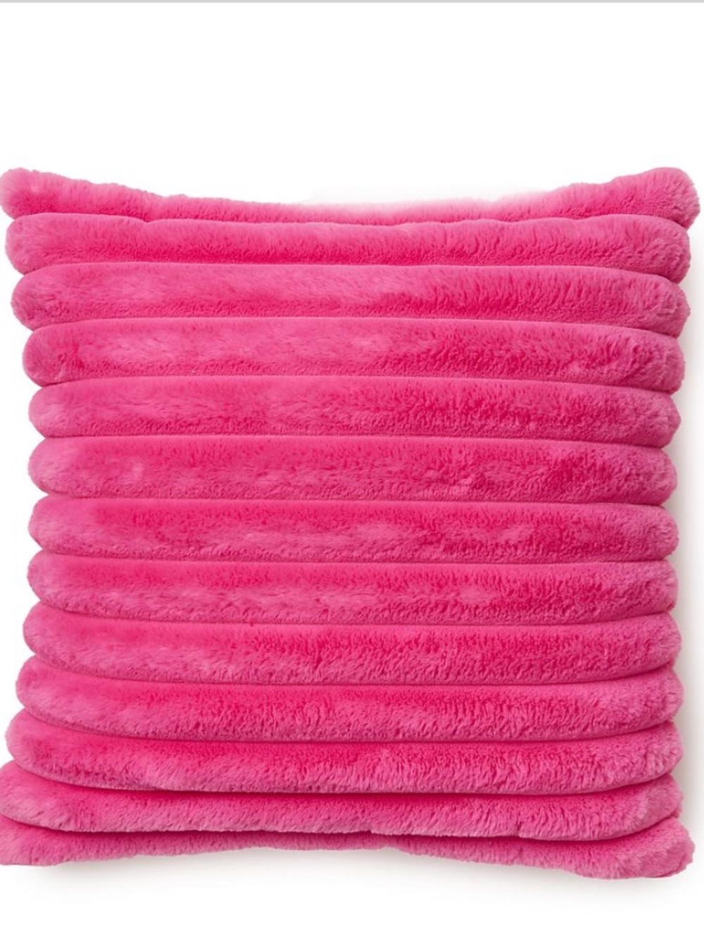 HOT PINK Ribbed Plush Polyester Throw Pillow SQUARE 18x18”